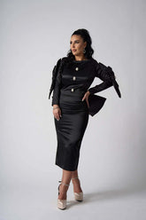 Rochie Marissa midi din satin cu fundițe 3D și cristale - Sia House Sia House pentru femei elegante